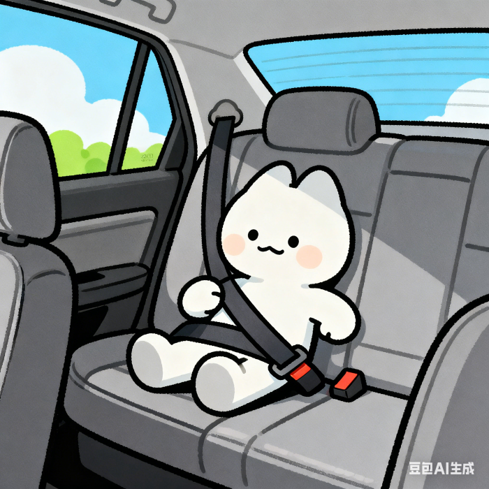 生成后排系安全帶卡通插圖
